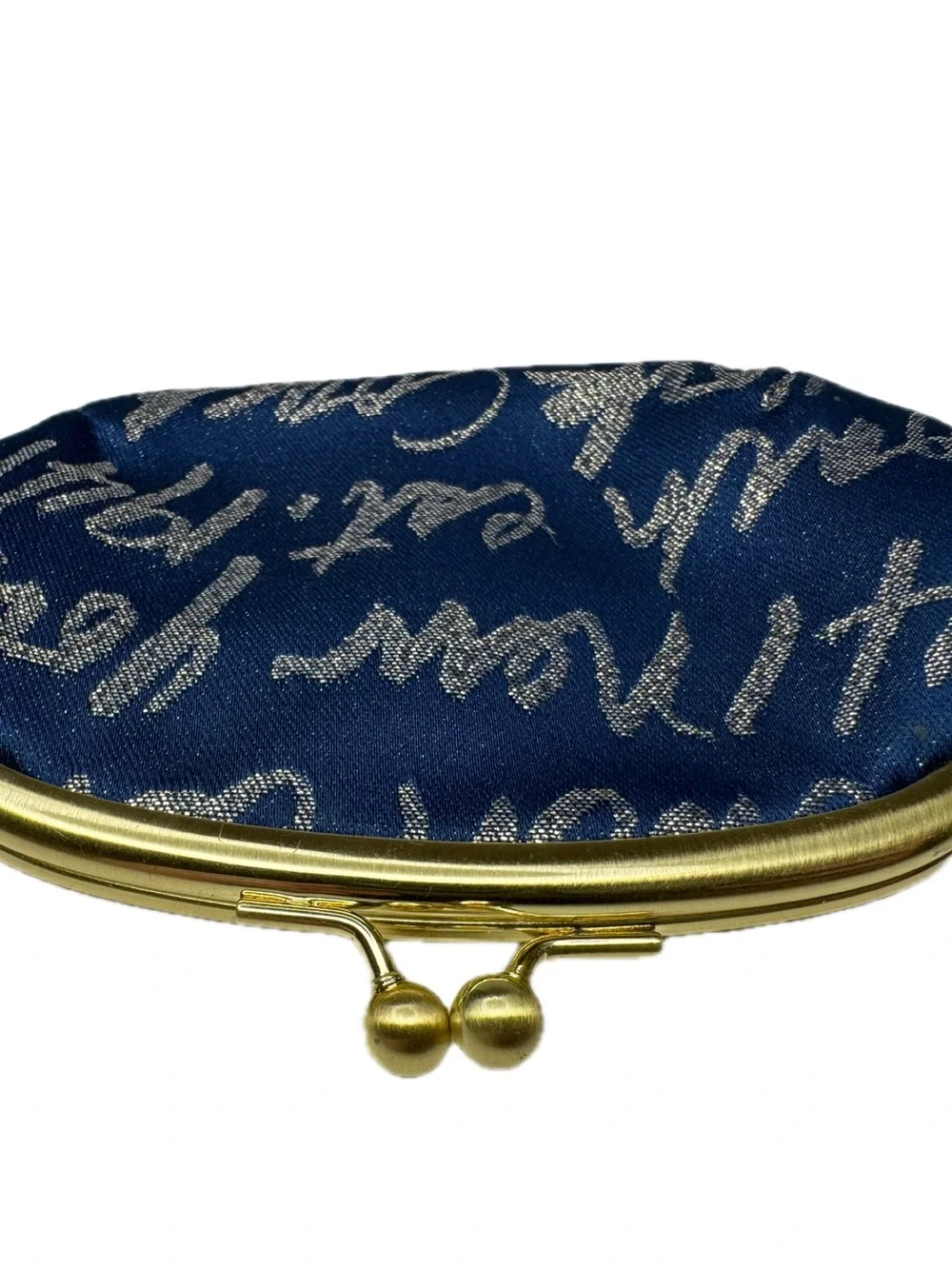 Coach Y2K Poppy Signature Script Kisslock Navy Frame Coin Bag Purse F61036 EUC